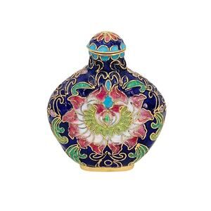 Vintage Chinese Floral Cloisonne Enamel Snuff Bottle Asian